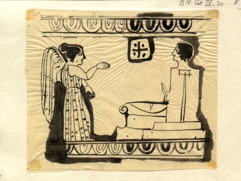 (85) picture winged woman and seated man